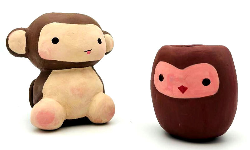 "BFFS - Pencil Holders" (Airdry Clay + Acrylic) 6x5 & 5x5