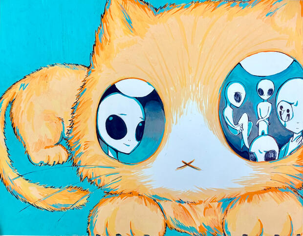 "Can you see me?" (Paint Marker) 9x12